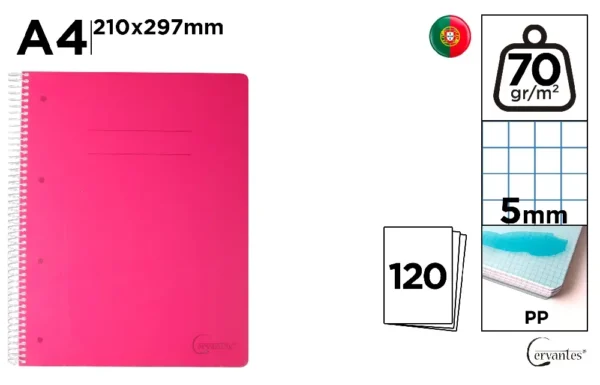 SPIRAL NOTEBOOK PP COVER ASSORTED A4 120 S 70 g/m²