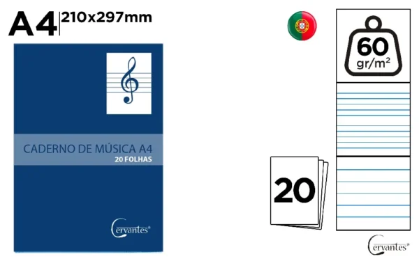 MUSIC NOTEBOOK A4 60 g/m² STAFF