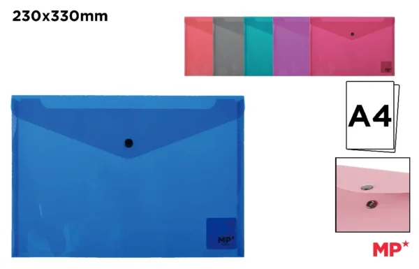 POLYPROPYLENE ENVELOPE FOLDER WITH BUTTO