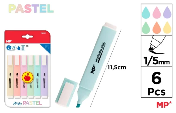 PASTEL MARKER PACK 6 UNITS.