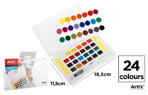 SOLID WATERCOLOUR PAINT 24 COLOURS.