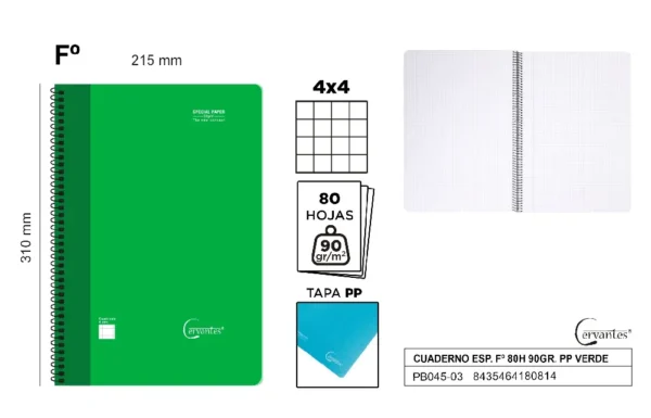 SPIRAL Fº NOTEBOOK 80 SHEETS 90 g/m²