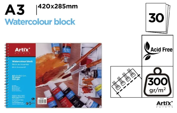 WATERCOLOUR BLOCK A3 30 SHEETS 300 g/m²