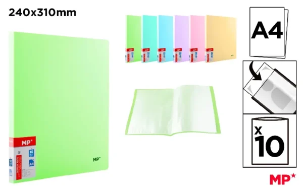 FOLDER PASTEL COVERS 10 POCKETS A4.