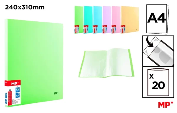 FOLDER PASTEL COVERS 20 POCKETS A4.