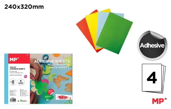 ADHESIVE COLOUR PAPER BLOCK SHEETS 240 x
