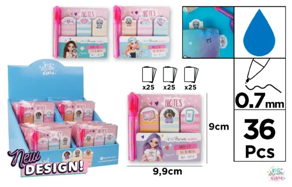 ADHESIVE NOTES WITH MINI BALLPEN BDG 3X2