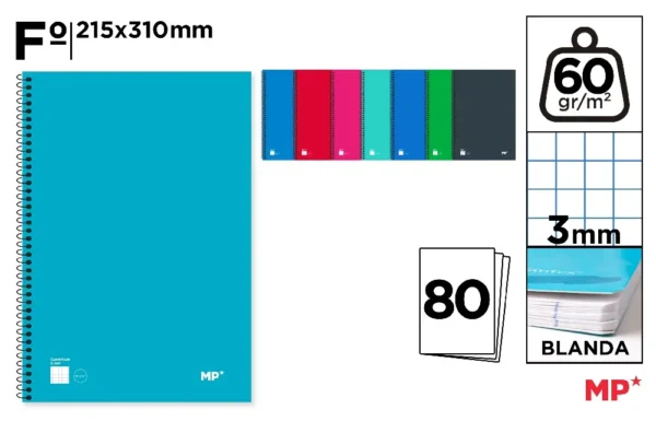 SPIRAL NOTEBOOK SOFT CARDBOARD COVER 80