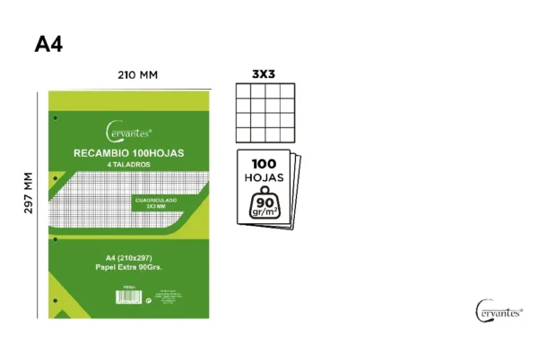 REFILL FOR RING BINDERS 100 SHEETS 90 g/