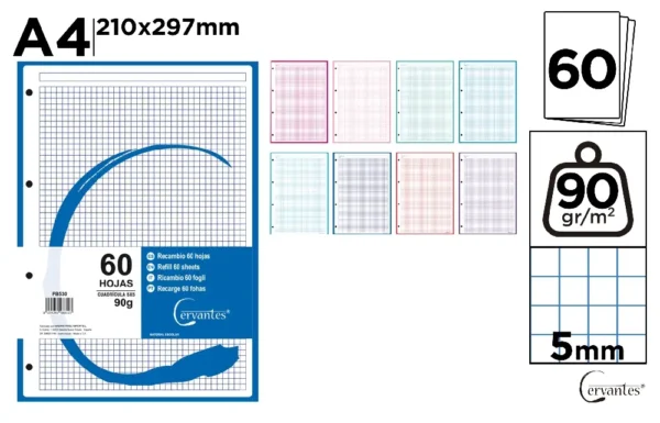 COLOR REFILL FOR RING BINDERS 60 SHEETS.
