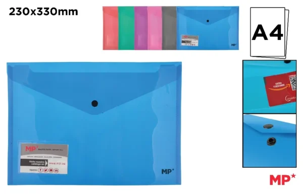 POLYPROPYLENE ENVELOPE FOLDER WITH BUTTO