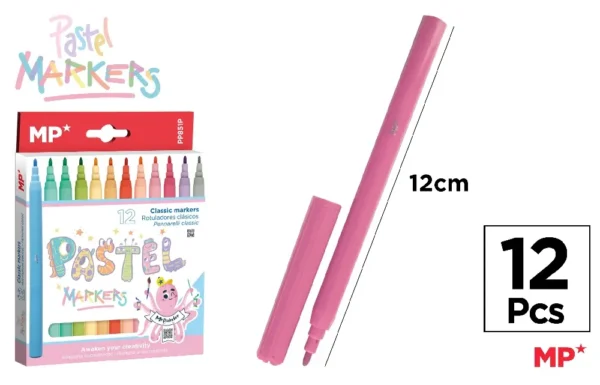 MARKERS PASTEL COLOURS 12 UNITS