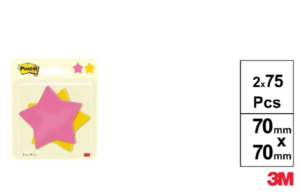 POST-IT NOTES IN CUBE STAR SHAPE 2 x 75