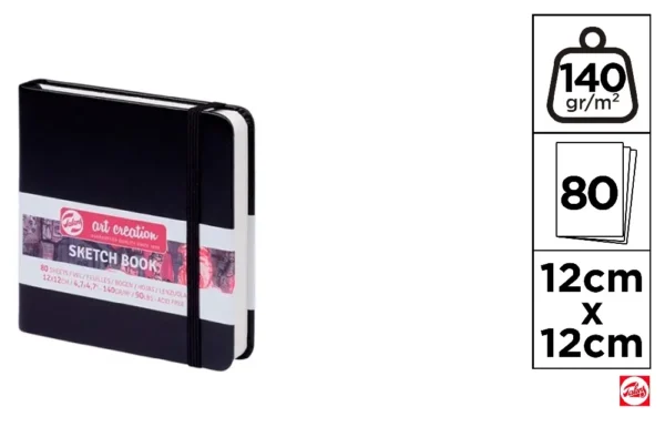 SKETCHBOOK BLACK 12 x 12 160 g TALENS.