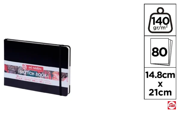 SKETCHBOOK BLACK 14.8 x 21 160 g TALENS.