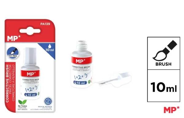 CORRECTION FLUID WITH BRUSH APPLICATOR.