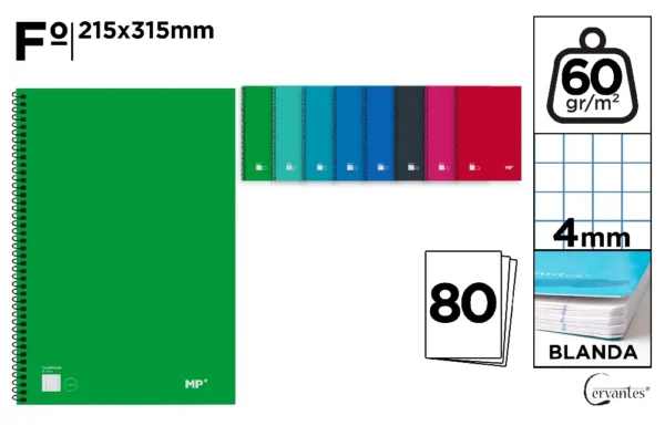 SPIRAL NOTEBOOK SOFT CARDBOARD COVER 80