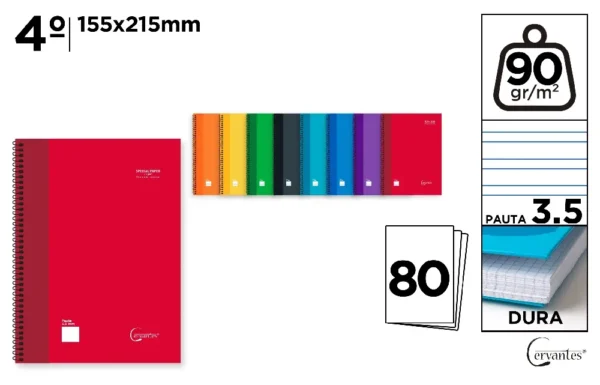 4º SPIRAL NOTEBOOK 80 SHEETS 90 g/m²