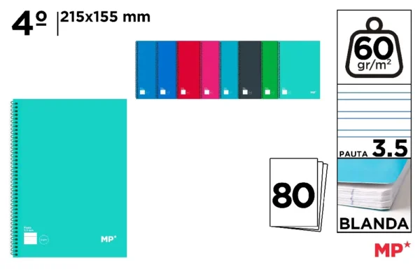 SPIRAL NOTEBOOK SOFT CARDBOARD COVER 80