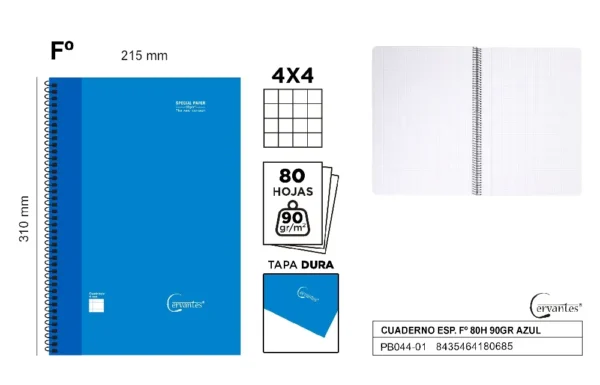 SPIRAL Fº NOTEBOOK 80 SHEETS 90 g/m²