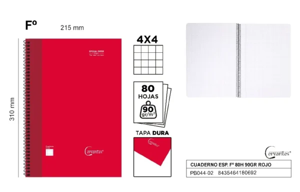 SPIRAL Fº NOTEBOOK 80 SHEETS 90 g/m²