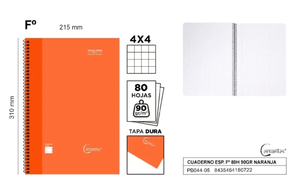 SPIRAL Fº NOTEBOOK 80 SHEETS 90 g/m²