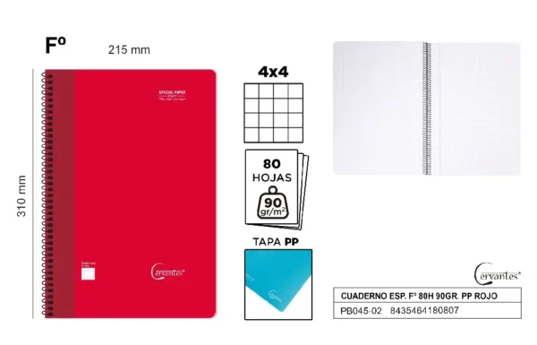 SPIRAL Fº NOTEBOOK 80 SHEETS 90 g/m²