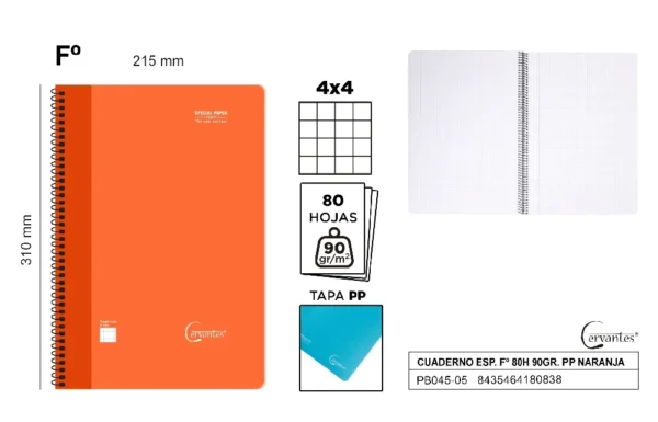 SPIRAL Fº NOTEBOOK 80 SHEETS 90 g/m²