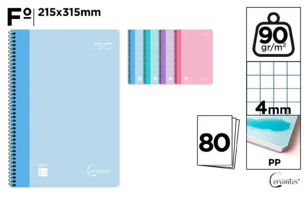 SPIRAL Fº NOTEBOOK 80 SHEETS 90 g/m²