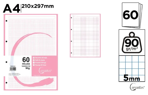 COLOR REFILL FOR RING BINDERS 60 SHEETS.
