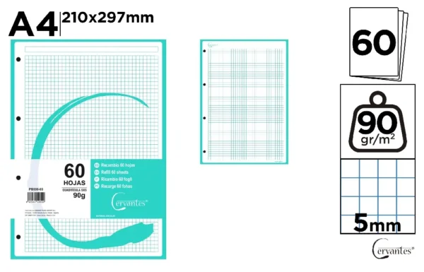 COLOR REFILL FOR RING BINDERS 60 SHEETS.