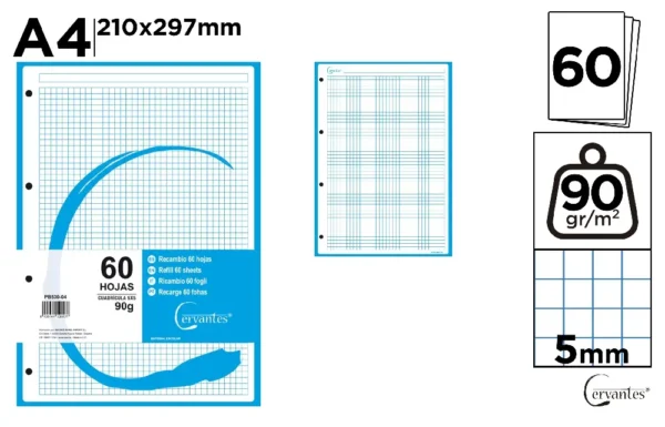 COLOR REFILL FOR RING BINDERS 60 SHEETS.