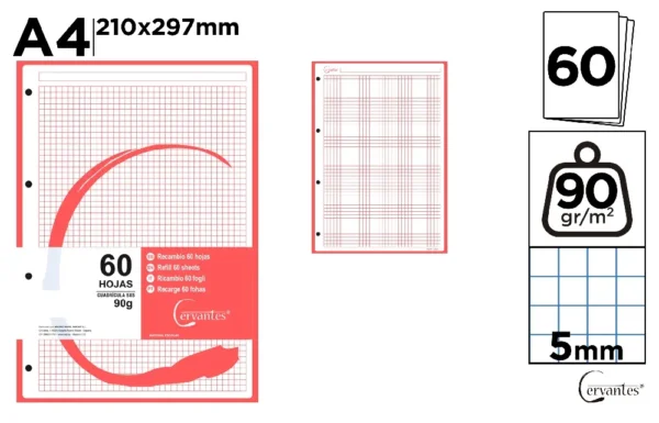 COLOR REFILL FOR RING BINDERS 60 SHEETS.