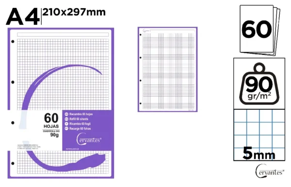 COLOR REFILL FOR RING BINDERS 60 SHEETS.