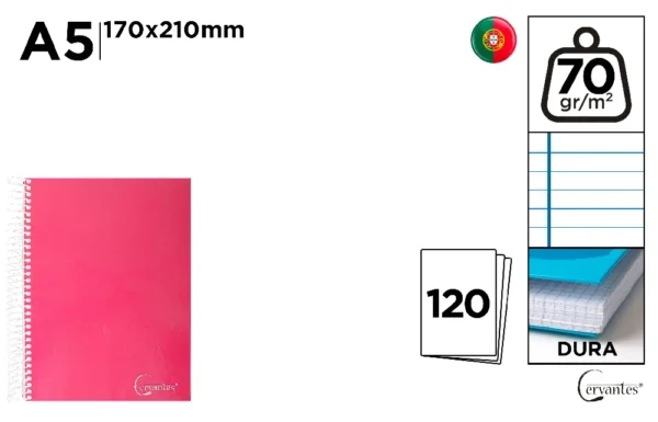 NOTEBOOK LINED COVER A5 120 h 70 g/m² HO