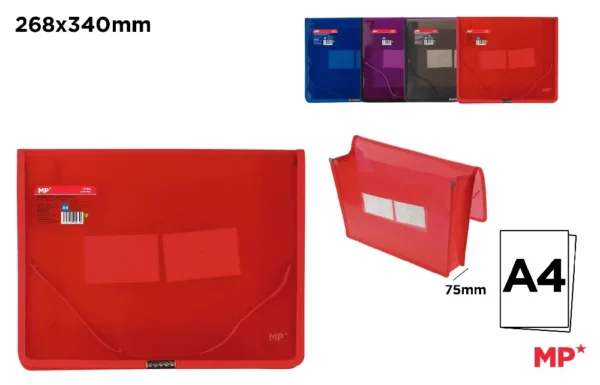 WIDE DOCUMENT FOLDER WITH ELASTIC BANDS