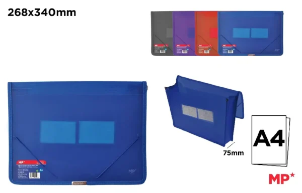 WIDE DOCUMENT FOLDER WITH ELASTIC BANDS
