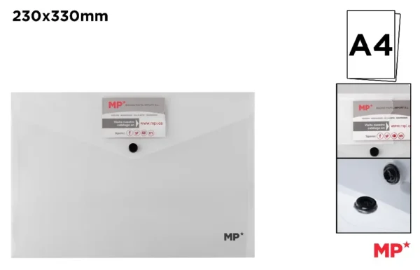POLYPROPYLENE ENVELOPE FOLDER WITH BUTTO