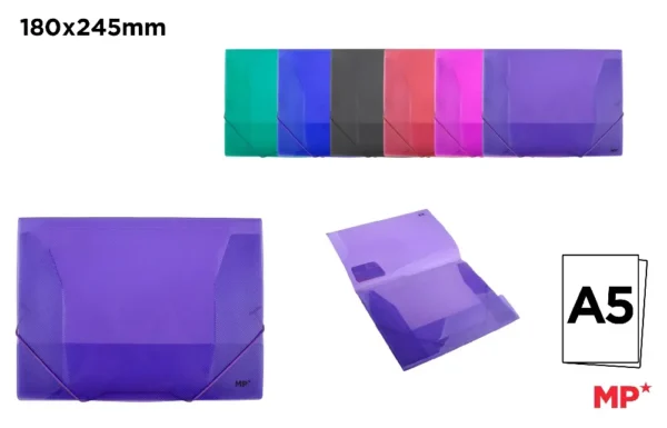 POLYPROPYLENE FOLDER WITH FLAPS AND ELAS