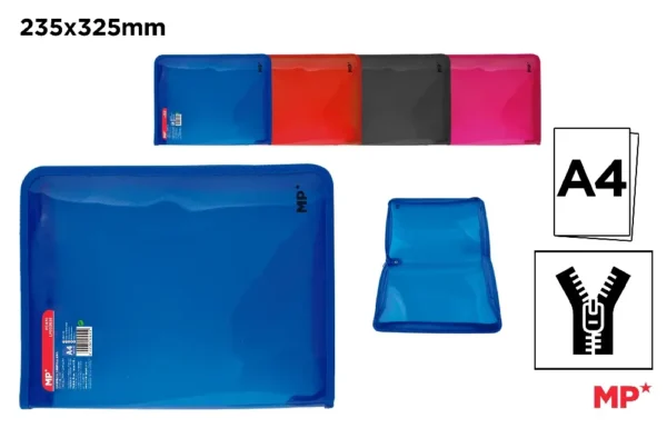 POLYPROPYLENE DOCUMENT FOLDER WITH ZIP.