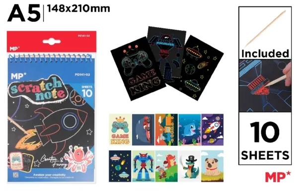 SCRATCH PAD ALBUM BLACK A5 10 SHEETS.