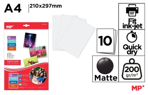 PHOTOGRAPHIC PAPER 10 SHEETS 200 g/m².