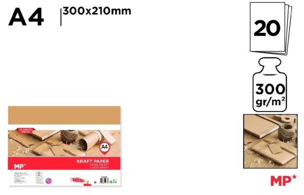 KRAFT PAPER 20 SHEETS 300 g/m².