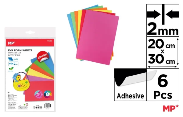 ADHESIVE EVA FOAM 20 x 30 cm 2 mm 6u..