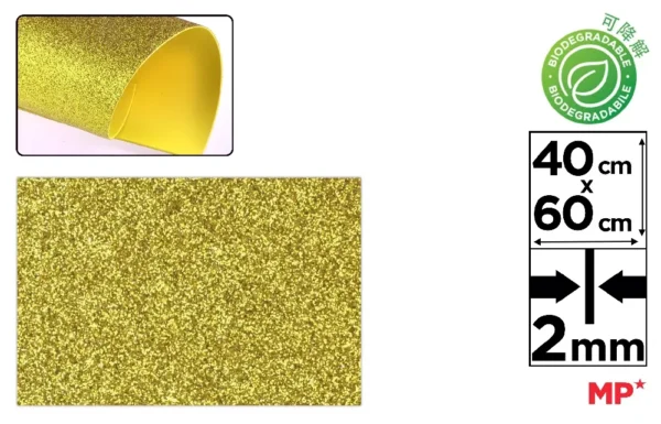 BIODEGRADABLE GLITTER FOAM 40x60 GOLD.