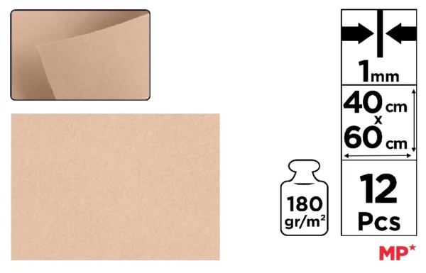 COLOURED FELT 40 x 60 cm 180 g/m² 12 u.