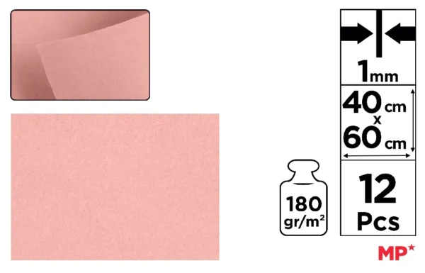 COLOURED FELT 40 x 60 cm 180 g/m² 12 u.