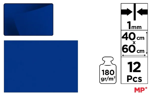 COLOURED FELT 40 x 60 cm 180 g/m² 12 u.