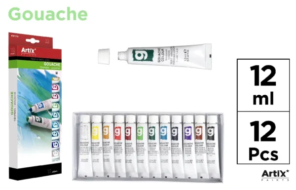 TÉMPERA PAINT SET 12 ml TUBES.