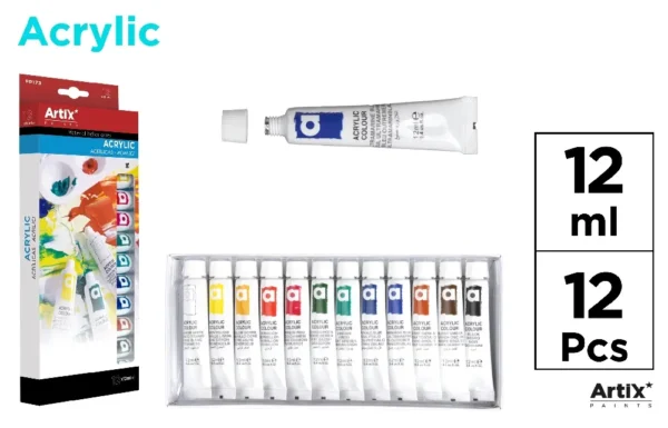 ACRYLIC PAINT SET 12 ml TUBES.